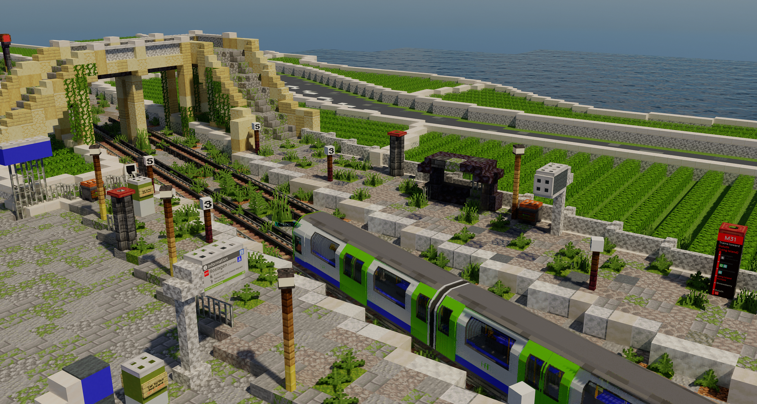 An image of a Line M31 train at Long Island Airfield station.